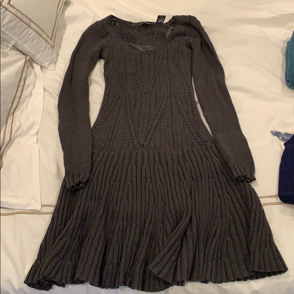 Knit Sweater Dress Gray